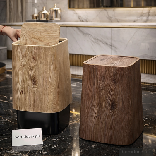 Luxury Wooden Texture Waste Bin Set – Modern Minimalist Design | Homducts.pk