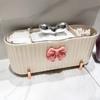 Premium Multi-Section Cosmetic Organizer with Decorative Bow Design