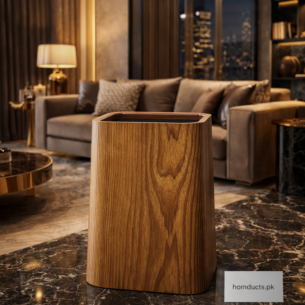 Luxury Wooden Texture Waste Bin Set – Modern Minimalist Design | Homducts.pk