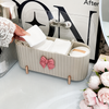 Premium Multi-Section Cosmetic Organizer with Decorative Bow Design