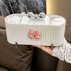 Premium Multi-Section Cosmetic Organizer with Decorative Bow Design