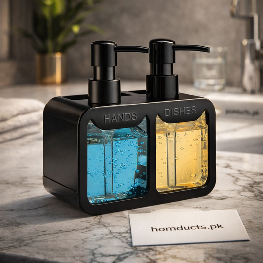 Luxury Dual Soap & Dish Liquid Dispenser | Modern Kitchen & Sink Organizer