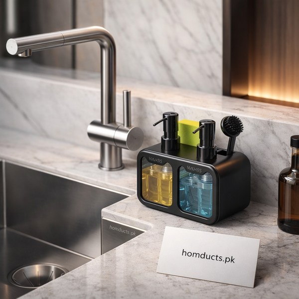 Luxury Dual Soap & Dish Liquid Dispenser | Modern Kitchen & Sink Organizer