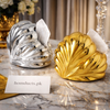 Luxury Shell-Inspired Tissue Holder | Gold & Silver Decorative Tabletop Tissue Box – Homducts.pk