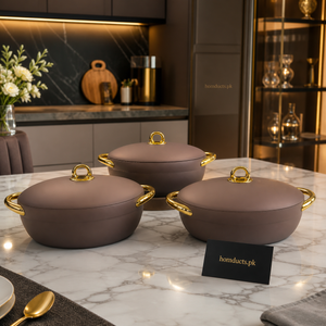 Luxury 3-Piece Insulated Hotpot Set with Lids – Premium Food Warmer Serving Casserole Set