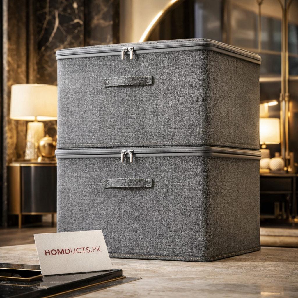 Luxury Foldable Fabric Storage Box with Lid – Premium Closet & Home Organizer | Homducts.pk