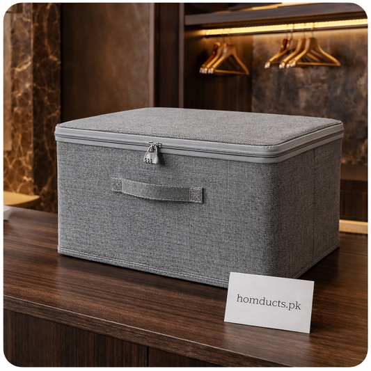 Luxury Foldable Fabric Storage Box with Lid – Premium Closet & Home Organizer | Homducts.pk