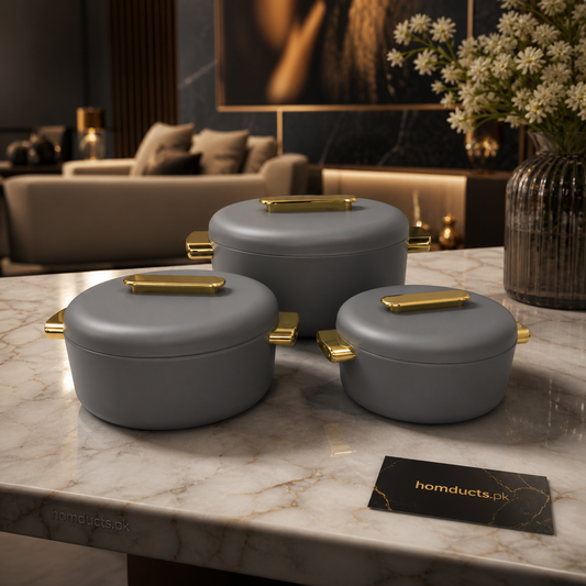 Luxury 3-Piece Insulated Hot Pot Serving Set with Lid – Premium Dining & Food Storage Solution