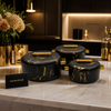 Luxury Marble Design Hot Pot Set with Golden Handles – Premium Serving & Food Warmer Set (3 Pieces)