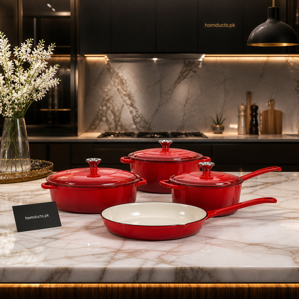 Luxury Enamel Cast Iron Cookware Set – Premium Kitchen Essentials Collection