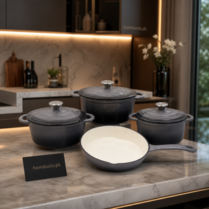 Luxury Enamel Cast Iron Cookware Set – Premium Kitchen Cooking Pots & Pan Collection