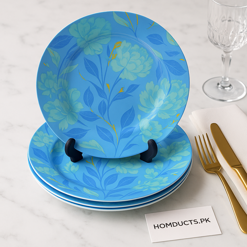 Luxury Blue Floral 18-Piece Dinner Plate Set – Elegant Ceramic Tableware