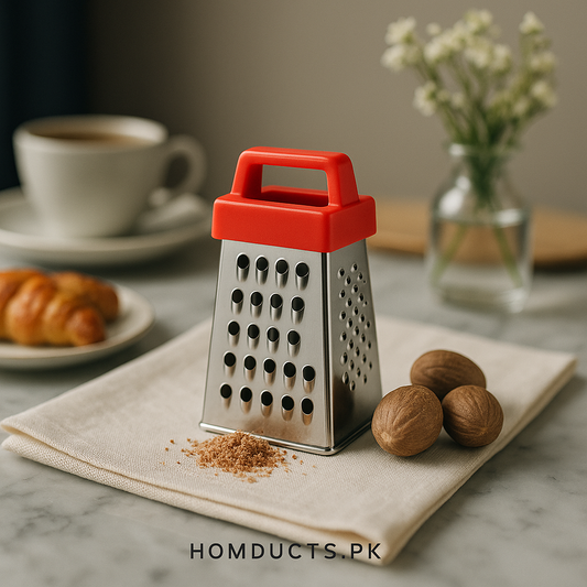 Mini Stainless Steel Box Grater with Handle – Spice, Cheese & Nutmeg Grater