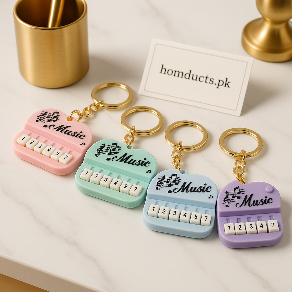 Luxury Pastel Piano Keychain – Music Theme Gift Accessory
