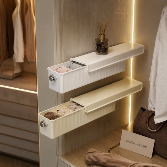 Wall Mounted Sliding Drawer Organizer Shelf