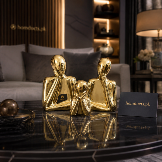 Luxury Abstract Family Figurine Set – Modern Gold Home Decor Showpiece (3 Pcs Set)