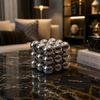 Luxury Modern Reflective Chrome Sphere Cube Sculpture Decorative Table Accent for Living Room Coffee Table Office Shelf Styling