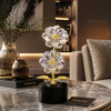 Luxury Crystal Flower Table Decor Showpiece with Gold Stem & Premium Marble Base for Living Room Console Table Bedroom Office Decoration