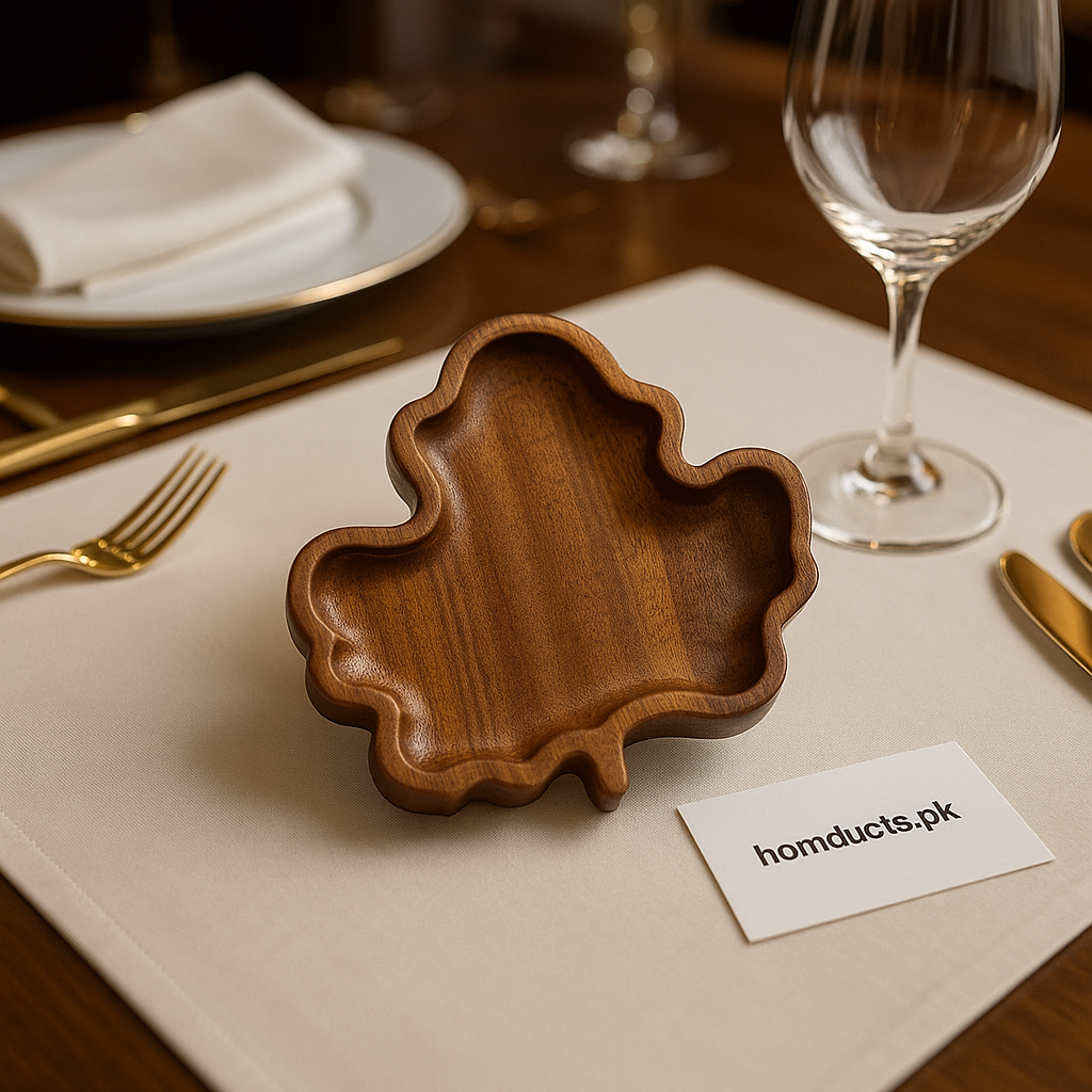 Luxury Wooden Leaf-Shaped Serving Tray – Premium Acacia Wood Tableware