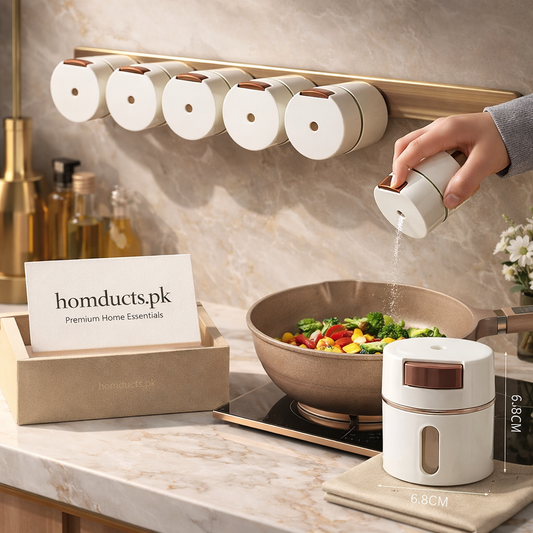 Luxury Magnetic Wall-Mounted Spice Containers – Pack of 6 | Premium Kitchen Organizer