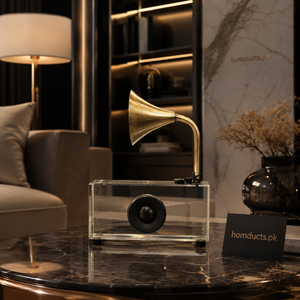 Luxury Crystal Vintage Gramophone Bluetooth Speaker Decorative Table Accent for Modern Home & Office Décor