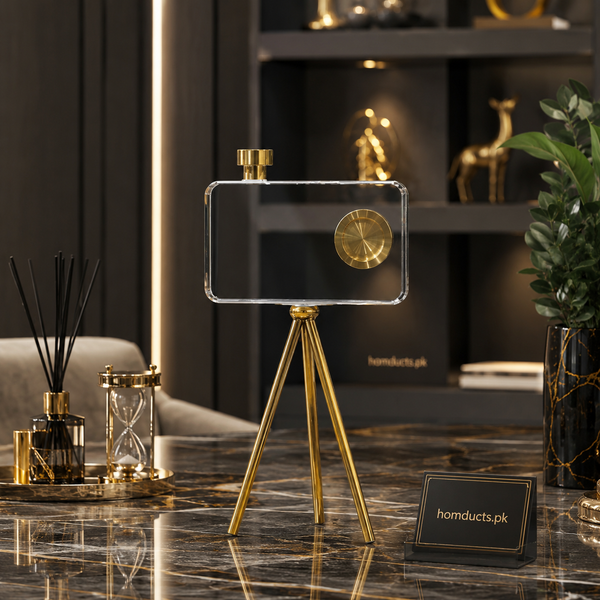 Luxury Crystal Decorative Camera Showpiece With Premium Metal Tripod Stand For Modern Home & Office Décor