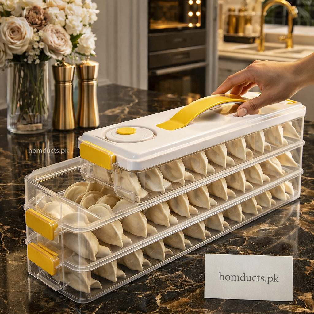 Luxury 3-Layer Dumpling Storage Box | Freezer-Safe Food Organizer