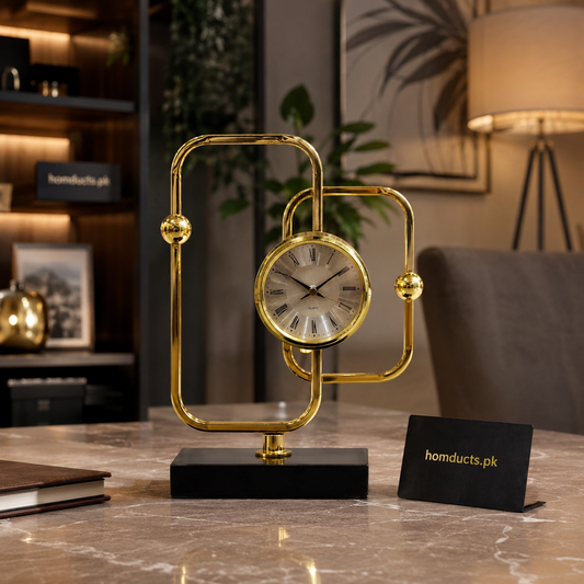 Luxury Modern Metal Table Clock Decorative Showpiece for Living Room, Office Desk & Home Decor