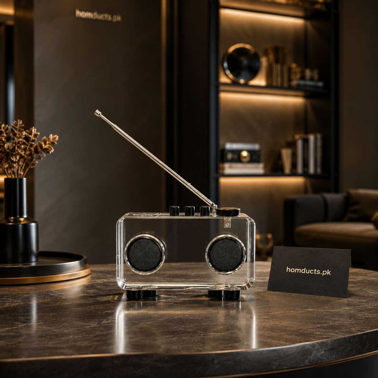 Luxury Transparent Retro Radio Showpiece Decorative Display Accent