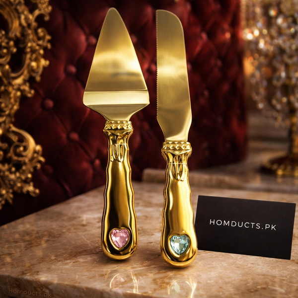 Luxury Gold 2-in-1 Cake Server & Knife Set – Premium Stainless Steel Dessert Serving Tools