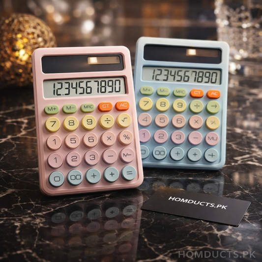 Premium Pastel Solar Calculator – Soft Touch Buttons | Stylish Desk Calculator (1 Pc)
