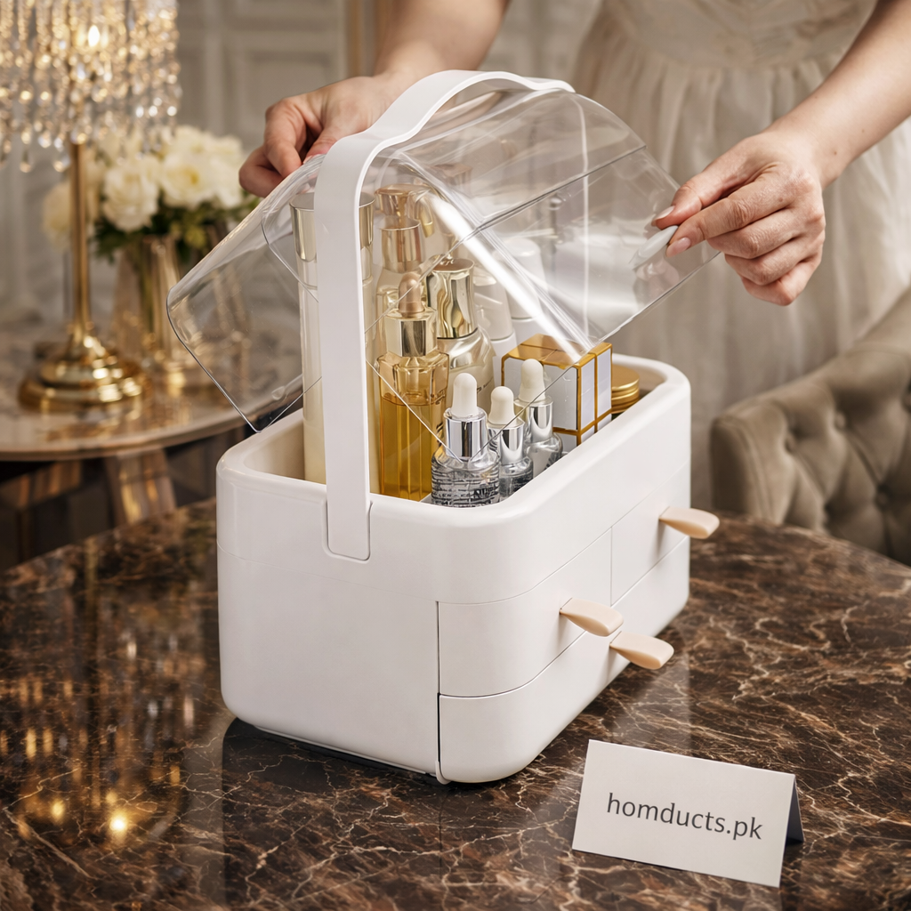 Acrylic Double Door Cosmetic Organizer