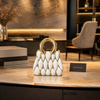 Luxury Ceramic Handbag Decor Sculpture – Modern Gold & White Tabletop Accent for Living Room, Console & Shelf Styling