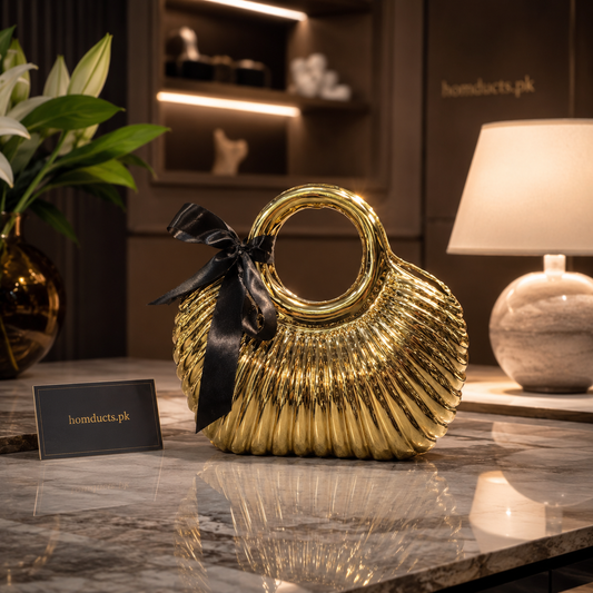 Luxury Gold Sculptural Handbag Vase Decorative Accent for Modern Home Decor & Console Styling