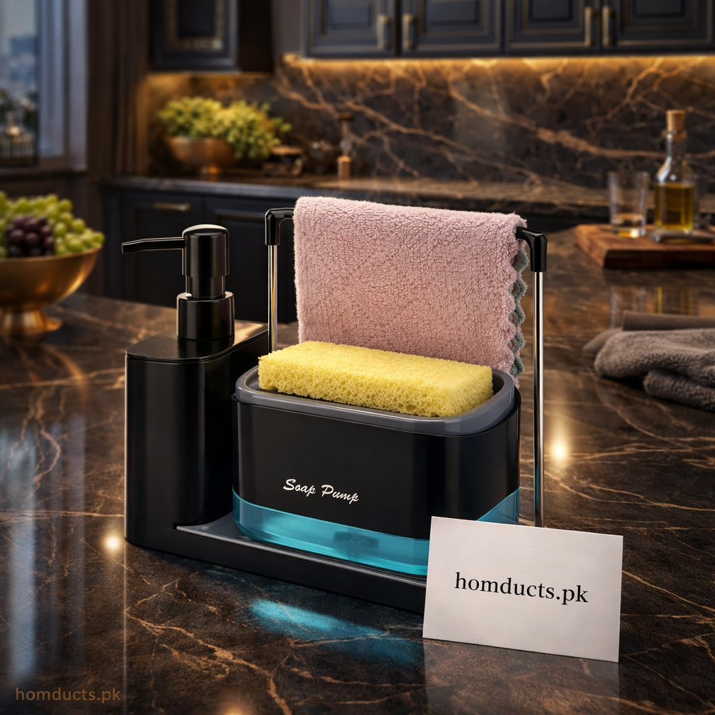 Luxury Sink Organizer with Soap Dispenser & Sponge Holder – Premium Kitchen Cleaning Station