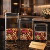 Premium Airtight Glass Storage Jar Set (3-Piece) – Luxury Kitchen Organizer