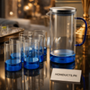 Luxury Blue Base Glass Water Jug Set with 6 Glasses – Premium Tableware Set