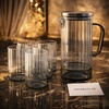 Luxury Ribbed Glass Water Jug Set with Tumblers – 7-Piece Elegant Drinkware Set