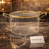Luxury Transparent Glass Cooking Pot with Golden Handles & Lid