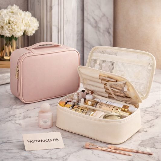 Luxury Travel Makeup Organizer Case – Premium Cosmetic Storage Bag for Skincare & Beauty Essentials