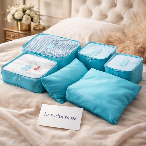 Luxury Travel Laundry Pouch & Packing Cubes Set (6-Piece) – Waterproof Organizer Bags