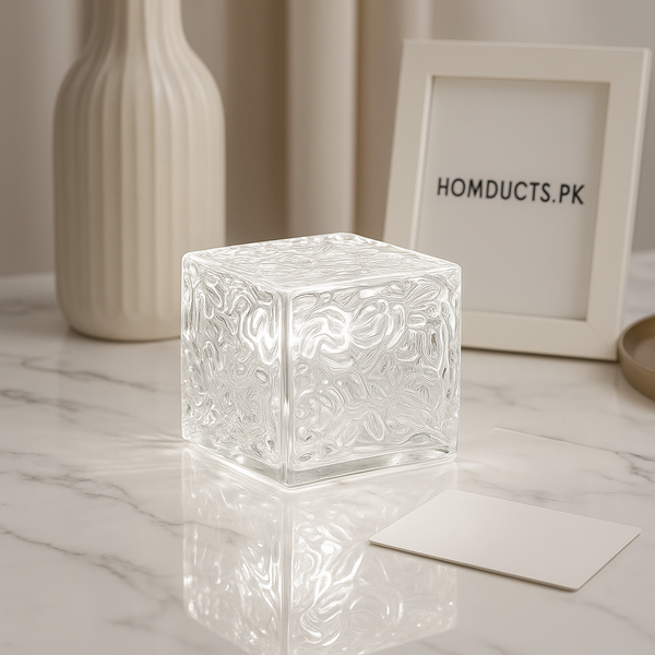 Luxury Crystal Glass Cube LED Ambient Lamp – Modern Decorative Night Light for Home & Office