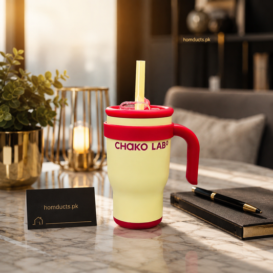 CHAKO LAB Insulated Travel Tumbler with Handle & Straw – Premium Leakproof Coffee Mug for Hot & Cold Drinks