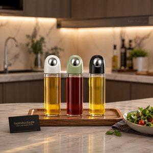 Glass Oil Dispenser Bottle with Automatic Pour Lid – Modern Kitchen Oil & Sauce Container