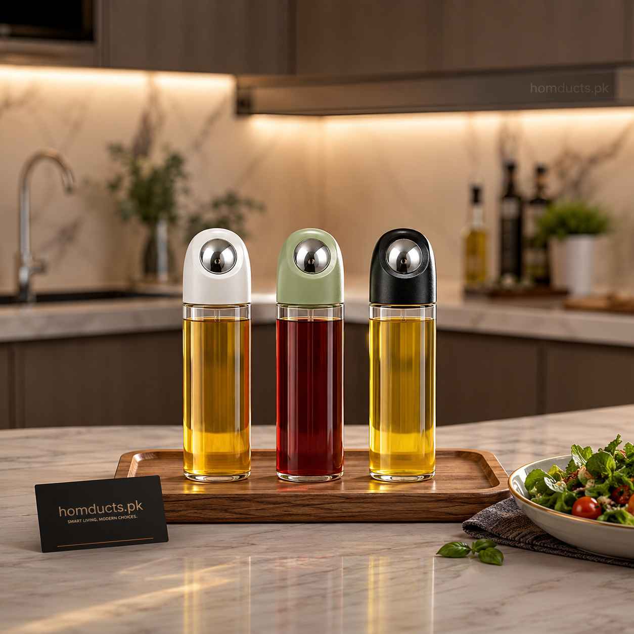 Glass Oil Dispenser Bottle with Automatic Pour Lid – Modern Kitchen Oil & Sauce Container