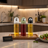 Glass Oil Dispenser Bottle with Automatic Pour Lid – Modern Kitchen Oil & Sauce Container