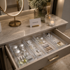Clear Acrylic Drawer Organizer Tray Set – Multi-Purpose Makeup & Vanity Storage Containers (3 Pcs Set)