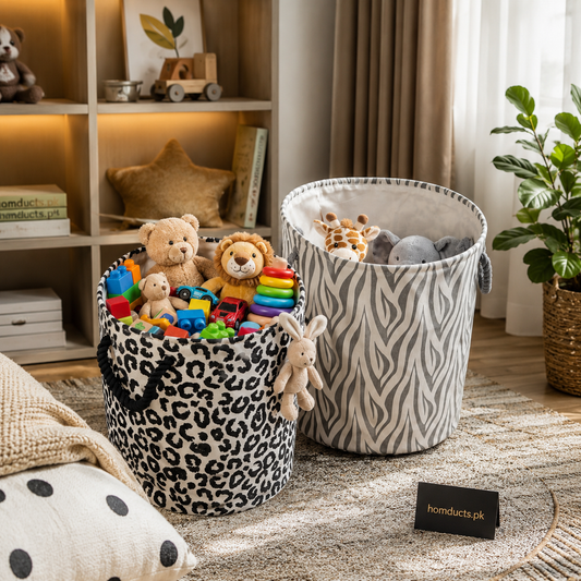 Large Foldable Kids Toy Storage Basket – Multi-Purpose Laundry & Nursery Organizer Bin (1 Pc)