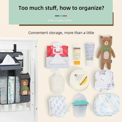 Baby Crib Hanging Organizer with Diaper Storage Compartments – Multi-Pocket Nursery Essentials Organizer