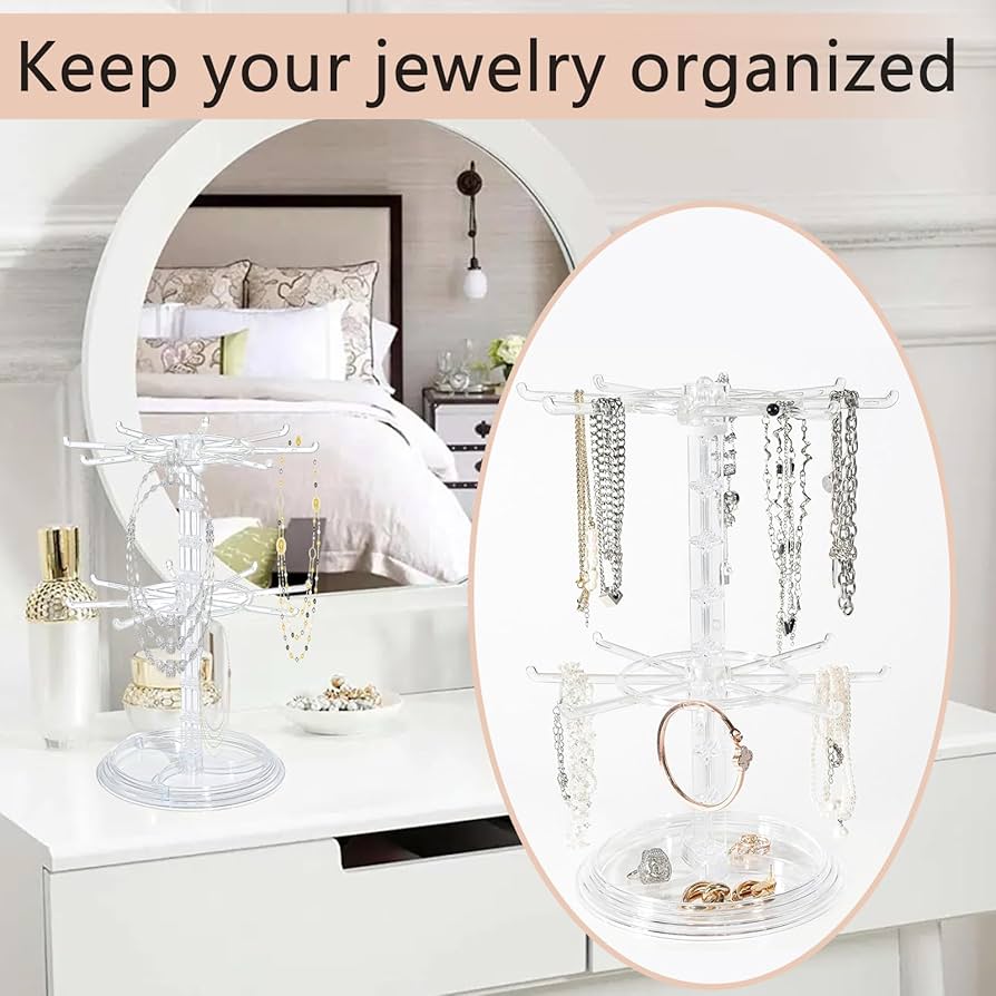 Luxury Acrylic Jewelry Organizer Stand for Earrings, Rings, Bracelets & Vanity Accessories Storage